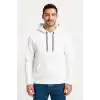 Erkek Üç İplik Kapüşonlu Kanguru Cepli SweatShirt hoodie - Beyaz
