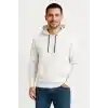 Erkek Üç İplik Kapüşonlu Kanguru Cepli SweatShirt hoodie - Beyaz