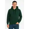 Erkek Üç İplik Kapüşonlu Kanguru Cepli SweatShirt hoodie - Haki