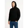 Erkek Üç İplik Kapüşonlu Kanguru Cepli SweatShirt hoodie - Siyah
