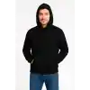 Erkek Üç İplik Kapüşonlu Kanguru Cepli SweatShirt hoodie - Siyah