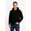Erkek Üç İplik Kapüşonlu Kanguru Cepli SweatShirt hoodie - Siyah