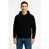 Erkek Üç İplik Kapüşonlu Kanguru Cepli SweatShirt hoodie - Siyah
