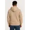 Erkek Üç İplik Kapüşonlu Tam Fermuarlı Kanguru Çepli SweatShirt Hoodie - Bej