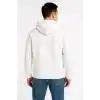 Erkek Üç İplik Kapüşonlu Tam Fermuarlı Kanguru Cepli SweatShirt Hoodie - Beyaz