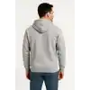 Erkek Üç İplik Kapüşonlu Tam Fermuarlı Kanguru Çepli SweatShirt Hoodie - Gri