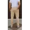 Erkek Üç iplik Kışlık Pamuklu Ovarsize Bağcıklı Düz Paça Cepli Eşofman Altı Spor Rahat Model - Bej