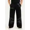 Erkek Üç İplik Pamuklu Baskılı Cepli Jogger Buggy Pantalon Oversize Kalıp - Siyah