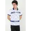 Erkek Yakalı Slim Fit Baskılı T-Shirt - Beyaz