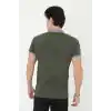 Erkek Yakalı Slim Fit Baskılı T-Shirt - Haki