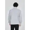 Erkek Yarım Fermuarlı Baskılı Sweat - Gri