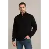 Erkek Yarım Fermuarlı Triko Kazak – Selanik Örgü, Dik Yaka, Pamuklu Dokuma, Regular Fit Uzun Kollu Kışlık Model - Siyah