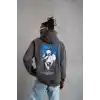 Erkek Yıldırım Baskılı Kapşonlu Sweatshirt - Gri