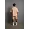 Erkek Alev Baskılı İkili Şortlu Takım - Bej