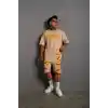 Erkek Alev Baskılı İkili Şortlu Takım - Bej