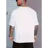 erkekler için Ön Arka Baskılı PERFECTLY günlük Kısa Kol tişört - Beyaz