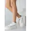 Estim Beyaz Cilt Siyah Detaylı Bağcıklı Spor Ayakkabı