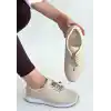 Finna Bej Cilt Bağcıklı Spor Ayakkabı