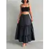 Fırfırlı brodeli astarlı uzun etek siyah s255047