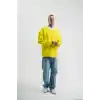 Geniş V yaka Kol Ribana Detaylı SweatShirt - Sarı