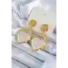 Gold Renk Gül Sallantı Kalp Model Pirinç VİP Kadın Küpe