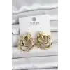 Gold Renk Halka Model Pirinç Kadın Küpe