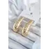 Gold Renk İşleme Detay Pirinç Kadın Küpe