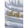 Gold Renk Kırık Kalp Model Pirinç Kadın Küpe