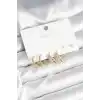 Gold Renk Pirinç 925 Ayar Gümüş Çivili Kadın Küpe Seti