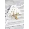 Gold Renk Pirinç Kadın 6 Çift Küpe Seti