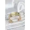 Gold Renk Pirinç Levha Yaprak Model Kadın Bileklik