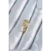 Gold Renk Pirinç Zirkon Taşlı Kalp Model Kadın Yüzük