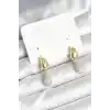 Gold Renk Zirkon Taşlı Damla Pirinç Kadın Küpe