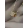 Gold Renk Zirkon Taşlı Küp Model C Harfli Kolye