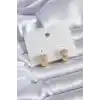 Gold Renk Zirkon Taşlı Pirinç Kadın Küpe