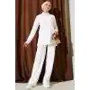Gömlek Yaka Fitilli Salaş İkili Takım beyaz T4300