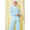 Gömlek Yaka Fitilli Salaş İkili Takım Buz Mavisi T4300