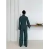 Gömlek yaka kaplama düğmeli takım petrol yeşili st265866
