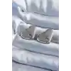 Gümüş Renk Kırık Kalp Model Pirinç Kadın Küpe