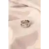 Gümüş Renk Metal Taşlı Model Ayarlanabilir Kadın Yüzük