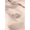 Gümüş Renk Metal Zirkon Taşlı Kaplan Model Ayarlanabilir Kadın Yüzük