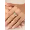 Gümüş Renk Taşlı Çivi Ayarlanabilir Kadın Yüzük