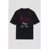 Happy New Year Baskılı T-shirt - Siyah