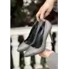 Hillar Platin Saten Stiletto Ayakkabı
