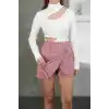 İki düğmeli şort etek pembe h26414
