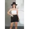 İki düğmeli şort etek siyah h26414