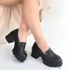 Janes Siyah Cilt Dolgu Topuk Ayakkabı