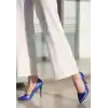 Jilya Mavi Cilt Stiletto Ayakkabı