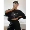 Kadın Baskılı Oversize T-shirt - Siyah