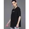 Kadın Baskılı Oversize T-shirt - Siyah